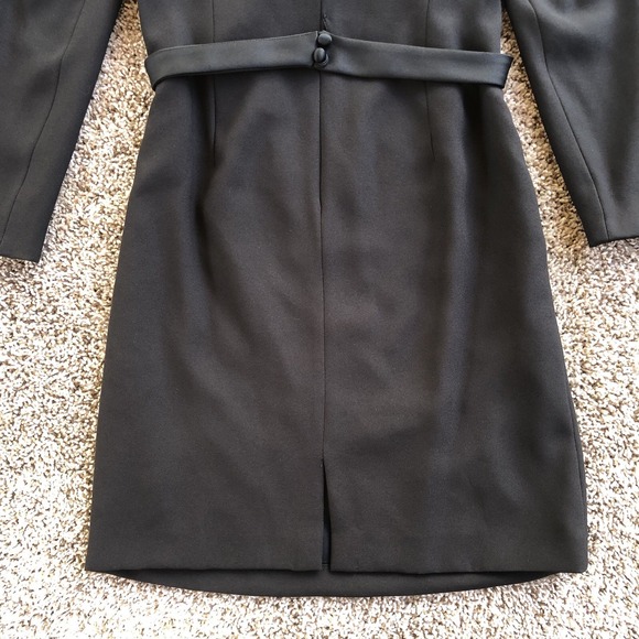 Vintage 80s Victor Costa Nahdree Cross Strap Collared Dress Womens 8 Black USA - Picture 7 of 11